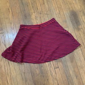 Red & Navy Blue Stripe Textured Mini Skirt Sz XL